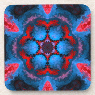 Porta-copo Psychedelic Hippie Flower Blue and Red