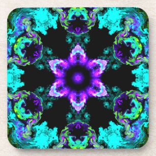 Porta-copo Psychedelic Hippie Flower Purple Teal and Black