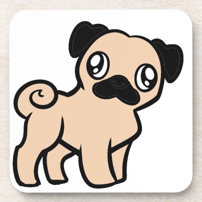 Porta-copo pug cartoonístico cor-de-rosa (Frente)