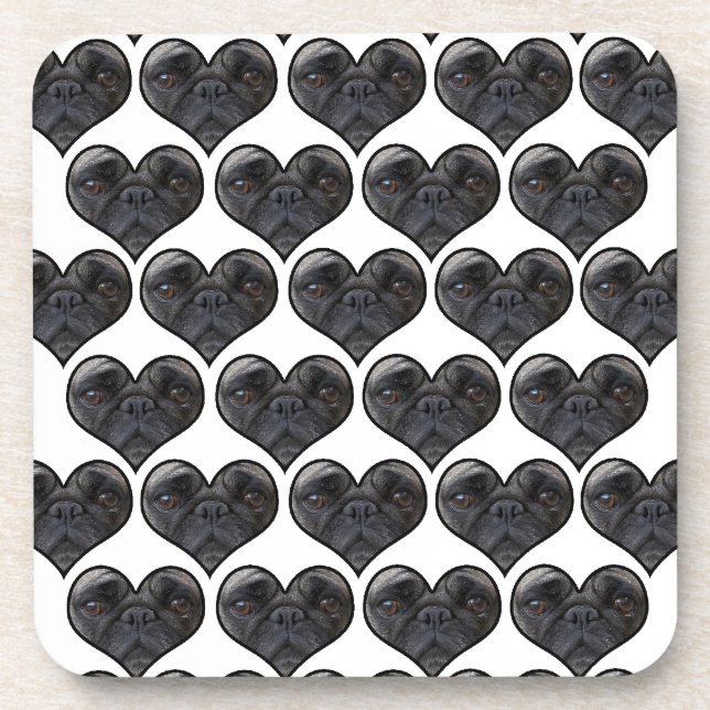 Porta-copo Pug Hearts (Frente)