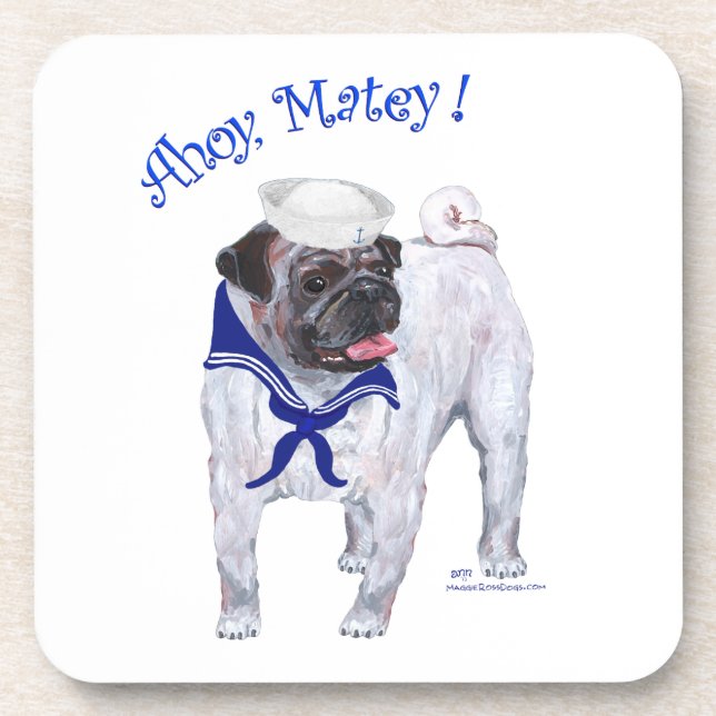 Porta-copo Pug Marinheiro (Frente)