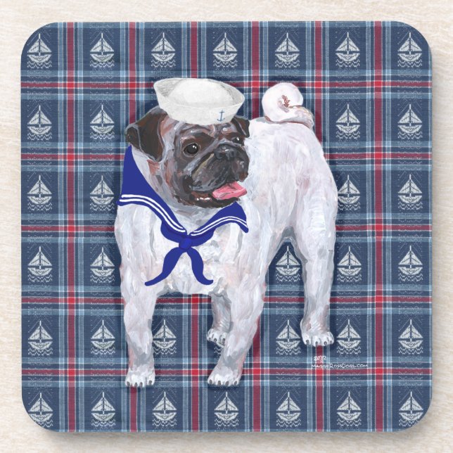 Porta-copo Pug Marinheiro (Frente)