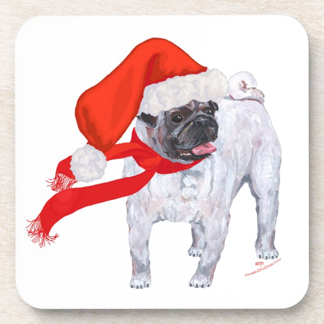 Porta-copo Pug Natal (Frente)
