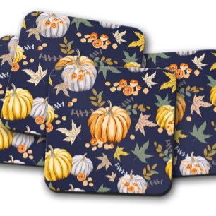 Porta-copo Pumpkin de queda azul Uvas De Cortiça De Outono