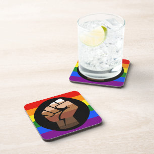 Porta-copo Punho levantado da bandeira das pessoas queer do S
