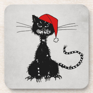 Porta-copo Punk Christmas: Gato com Gótico de Papai Noel