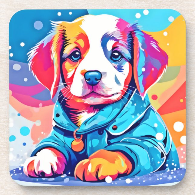 Porta-copo Puppy com Design Casaco azul (Frente)