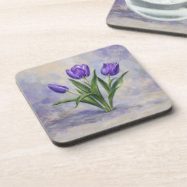 Porta-copo Purple Tulips Beverage Coasters