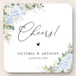 Porta-copo Quadrado de Aplausos de Casamento Floral Hortênsia