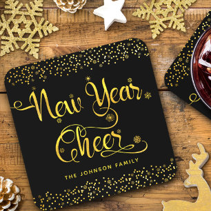 Porta-copo Quadrinhos Dourados de neve de ano novo são person