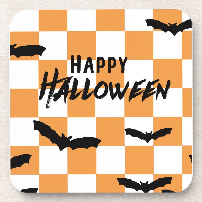 Porta-copo Quadro de Controlo Laranja de Bats Spooky do Hallo (Frente)