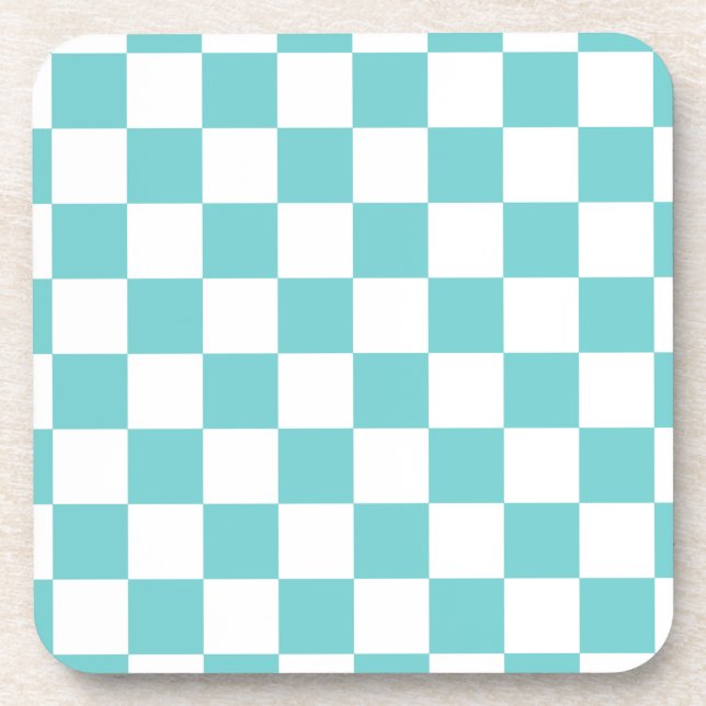 Porta-copo Quadro de Verificação do Céu Teal (Frente)