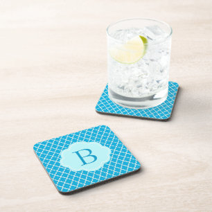Porta-copo Quatrefoil azul-aqua elegante e brilhante