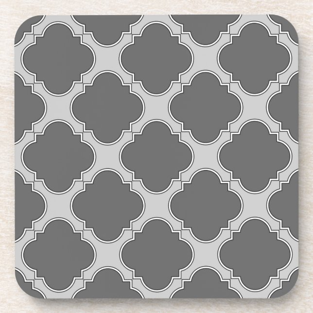 Porta-copo Quatrefoil em tons de cinza (Frente)