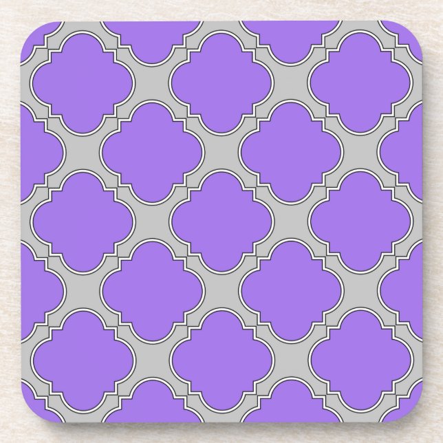 Porta-copo Quatrefoil, púrpura e cinza (Frente)