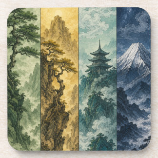 Porta-copo Quatro Estações Montanha | Paisagem de Tinta Japon