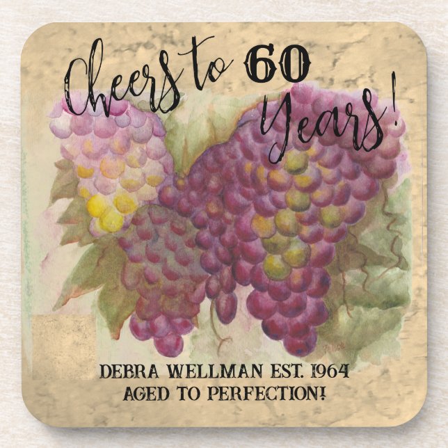 Porta-copo Queijo a 60 anos de aglomerado de uva de aquarela (Frente)