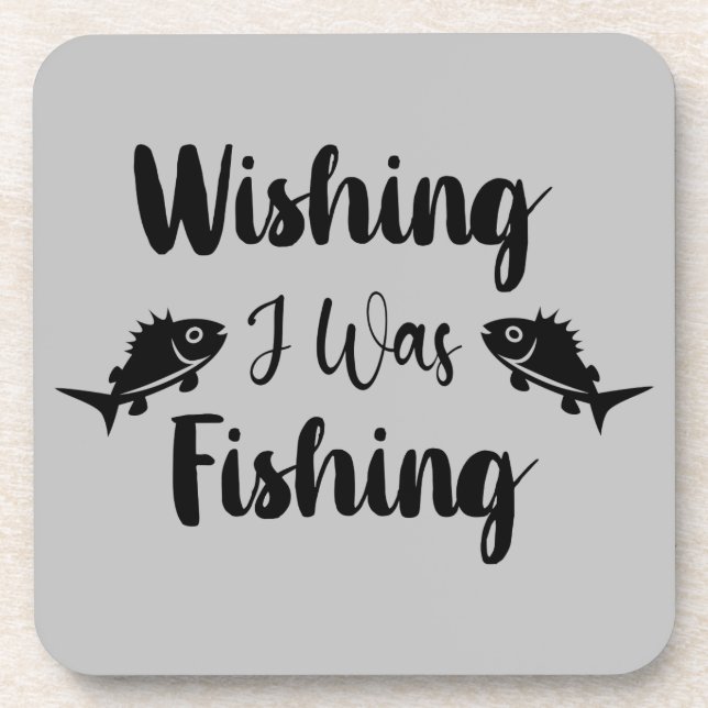 Porta-copo Queria estar pescando uma citação engraçada (Frente)