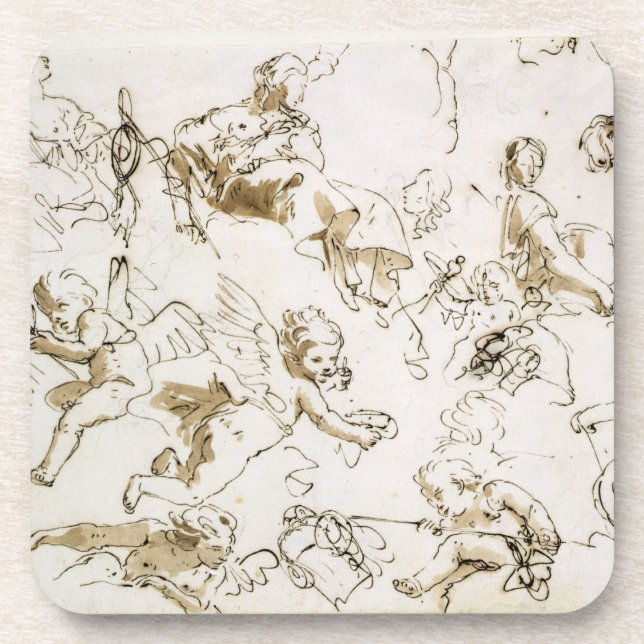 Porta-copo Querubins, início do século XVIII (caneta e tinta (Frente)