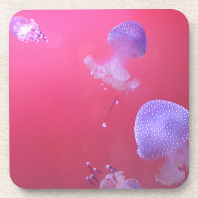 Porta-copo Quirky Jellyfish na Água Rosa (Frente)