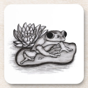 Porta-copo Rã com Flor de Lotus
