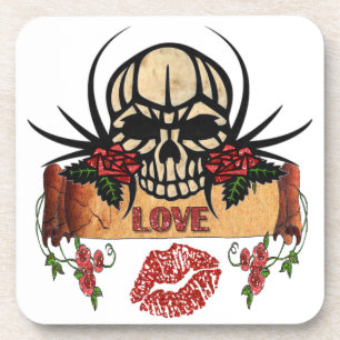 Porta-copo RAB Rockabilly Caveira Rosas Amor Batom