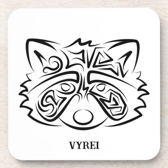 Porta-copo Racconon Tribal Negro e Branco (Frente)