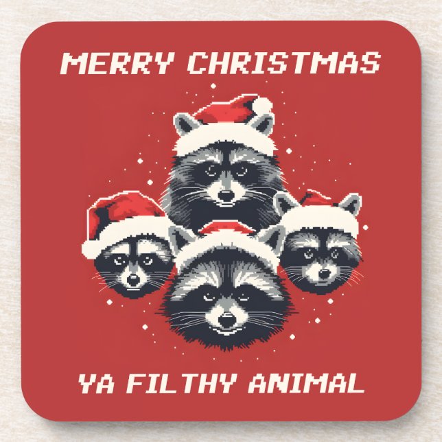 Porta-copo Raccoons Feliz Natal Ya Sujo Animal (Frente)