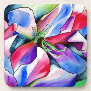 Porta-copo Rainbow Azalea flor original de aquarela