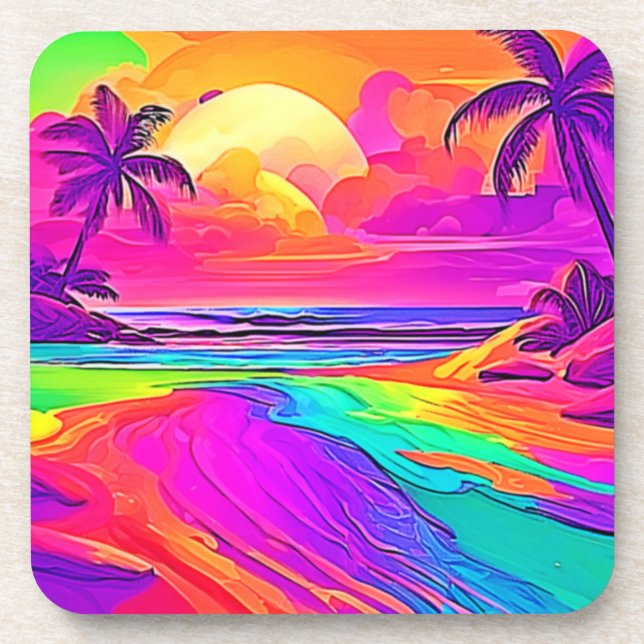 Porta-copo Rainbow Beach: Diversão de Cartoon (Frente)