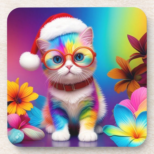 Porta-copo Rainbow Kitten Santa Claus-57357 (Frente)