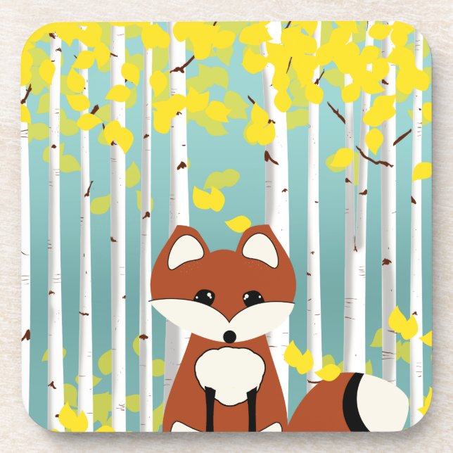Porta-copo Raposa em Queda de Birches (Frente)