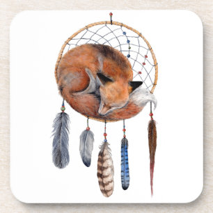 Porta-copo Raposa Vermelha Dormindo no Dreamcatcher
