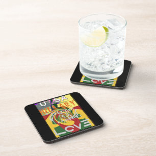 Porta-copo Rasta Cores Vermelho Ouro  Verde Arte Hillary Impr