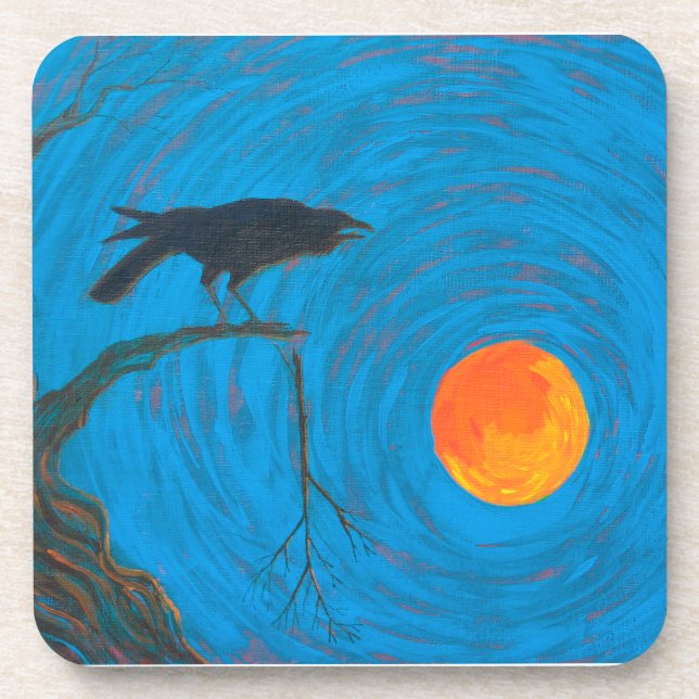 Porta-copo Raven e Lua Cheia (Frente)