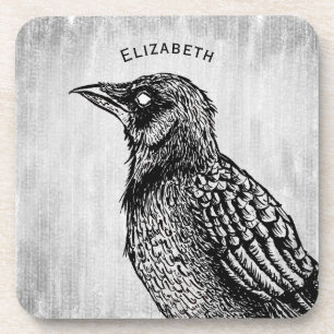 Porta-copo Raven Gótica Black White Horror Tinta Não Entre