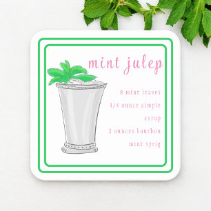 Porta-copo Receita de Bar de Mint Julep Derby com Borda Verde