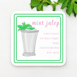 Porta-copo Receita de Bar de Mint Julep do Derby com Borda Ve