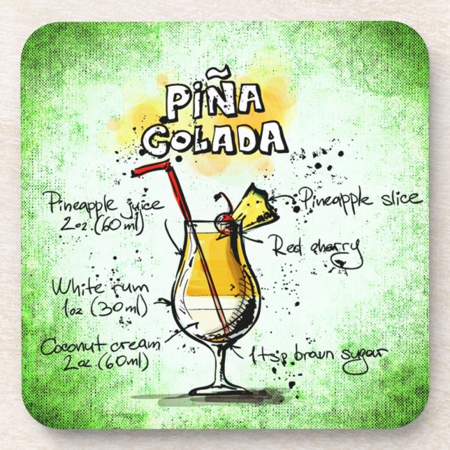 Porta-copo Receita de Bebida Pina Colada (Frente)