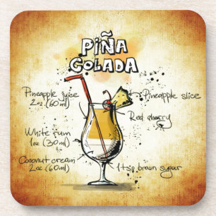 Porta-copo Receita do cocktail de Pina Colada