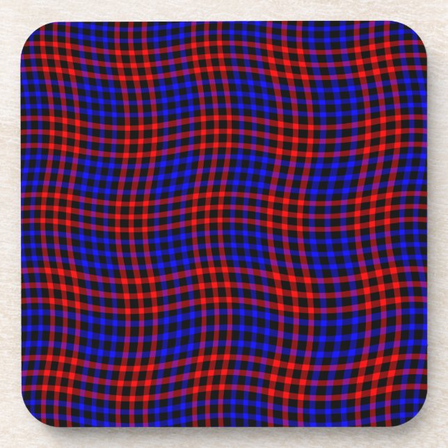 Porta-copo Red Blue Plaid Checker Seamless Pattern (Frente)
