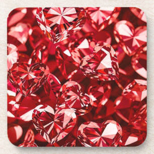Porta-copo Red Crystal Diamond Hearts
