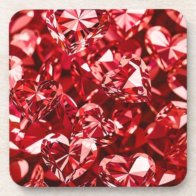 Porta-copo Red Crystal Diamond Hearts (Frente)
