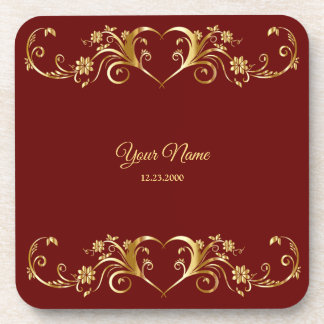Porta-copo Red Golden Geometric Elegant Wedding Party