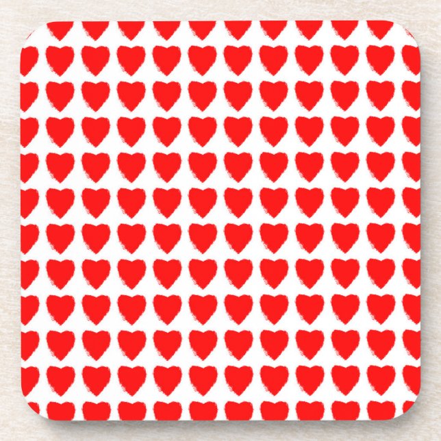 Porta-copo Red Hearts Seamless Pattern (Frente)