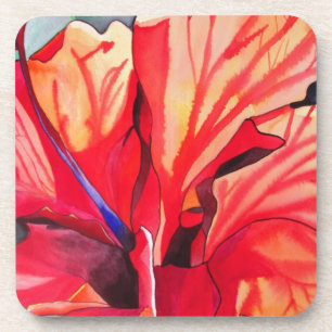 Porta-copo Red Hibiscus (flor tropical aquarela)