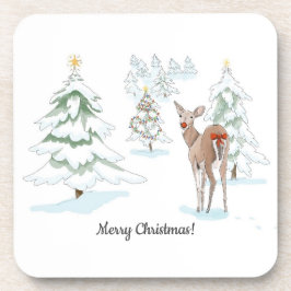 Porta-copo Red Nose Deer no Feriado de Madeira Neve