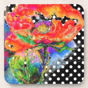 Porta-copo Red Poppy - preto e branco - pontos de polca