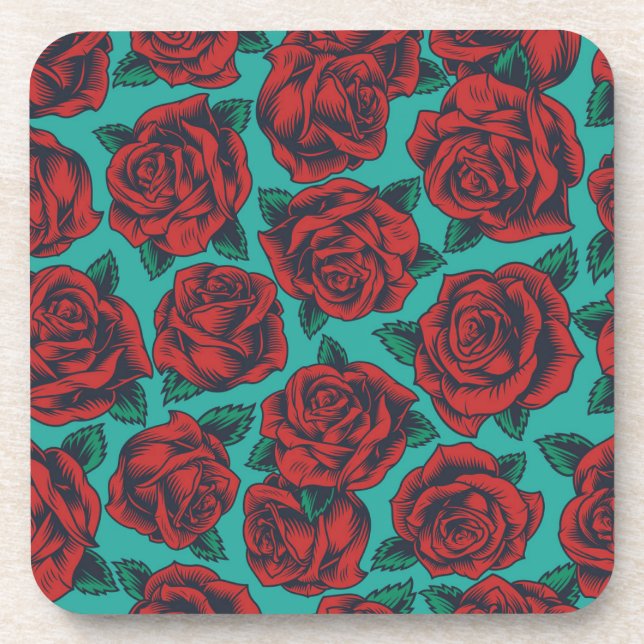 Porta-copo Red Roses Coasters (Conjunto de 6) (Frente)