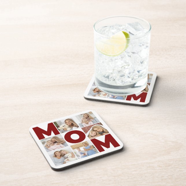 Porta-copo Red & White 6 Photo Collage Mãe (Lado Direito)